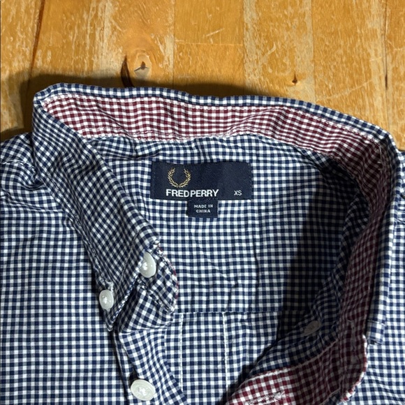 Fred Perry Navy and White Checkered Button Down Shirt - Picture 4 of 9